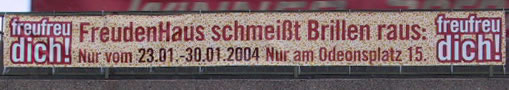 Spannbandwerbung bzw Brückenwerbung Freudenhaus
